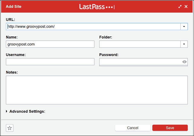 Lasspass Site-Formular