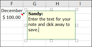 Fügen Sie eine Notiz in Excel hinzu