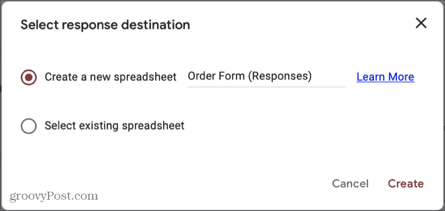 Google Forms-Antwortziel