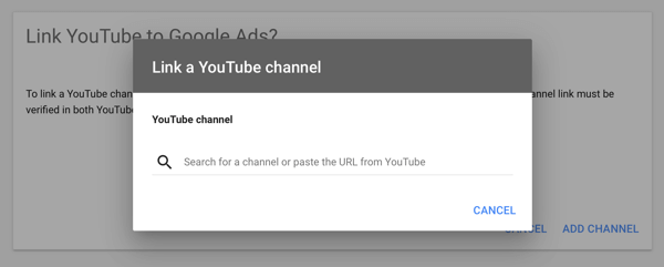 So richten Sie eine YouTube-Werbekampagne ein, Schritt 2, YouTube-Werbung einrichten, einen YouTube-Kanal verknüpfen
