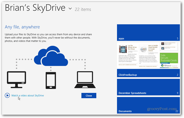 Neuer SkyDrive-Startbildschirm