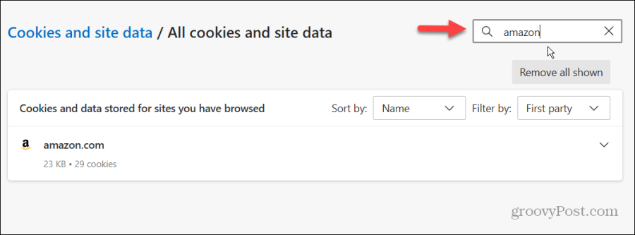 Suche nach Cookies Microsoft Edge