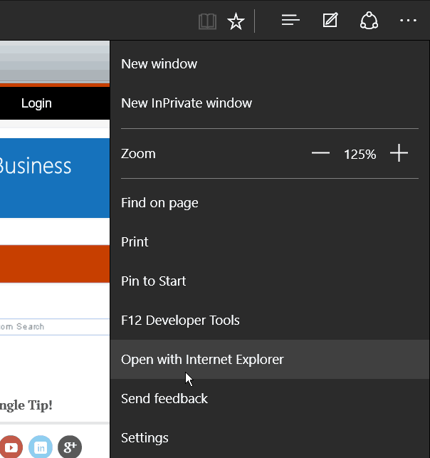 Öffnen Sie mit IE Microsoft Edge