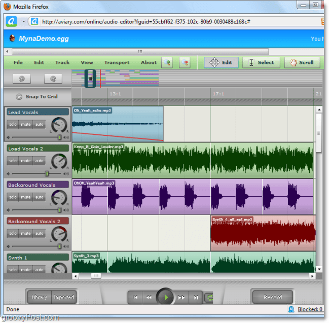 Mit dem myna Audio Editor können Sie Audio verbinden und Spezialeffekte hinzufügen