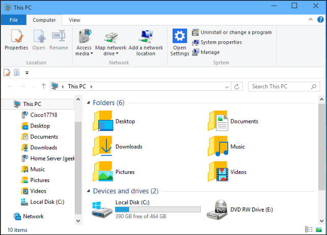 Machen Sie den Windows 10-Datei-Explorer immer für diesen PC geöffnet