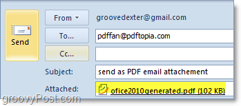 Senden eines automatisch konvertierten und angehängten PDFs in Outlook 2010