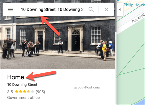 Beispiel für eine Privatadresse in Google Maps