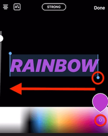 Erstelle Regenbogentext in Instagram Stories