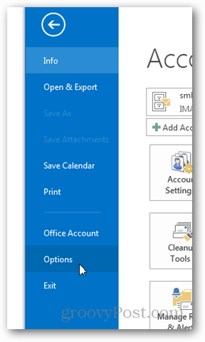 Outlook 2013 - Wetter im Kalender deaktivieren - Klicken Sie auf Optionen
