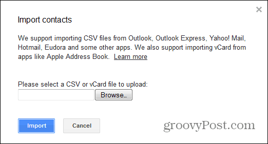 Outlook.com zu Google Mail-Kontakten Excel