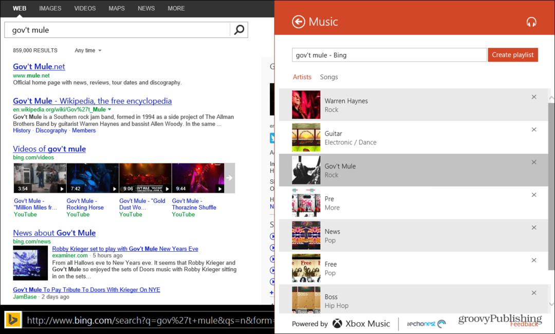 Verwenden Sie Bing, um Xbox Music-Wiedergabelisten in Windows 8.1 zu erstellen