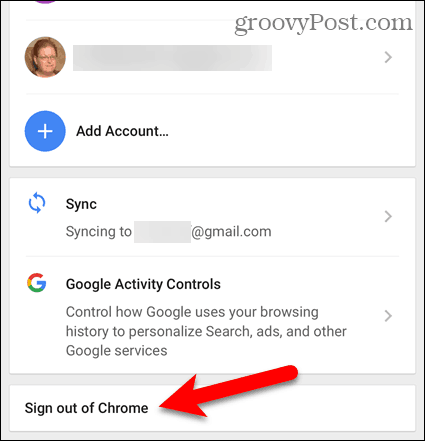 Tippen Sie unter iOS auf Von Chrome abmelden