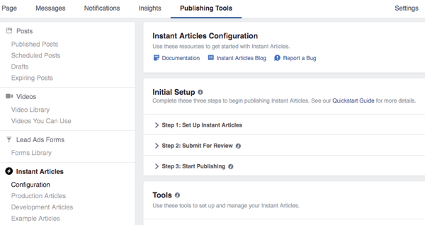 Sofortartikel für Facebook-Publishing-Tools
