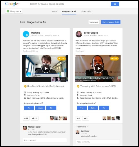 Google + Hangouts auf Air Tab
