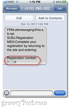 SMS-Spam von AT & T.