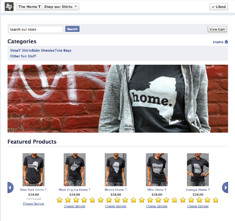 bigcommerce home t Facebook-Seite