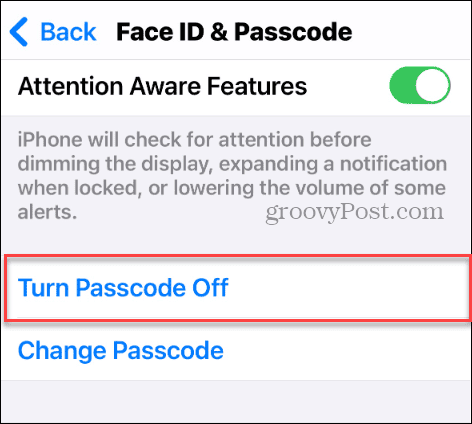 Deaktivieren Sie den Passcode auf Ihrem iPhone