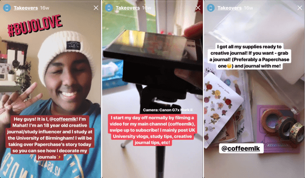 Wie man bezahlte Social Influencer rekrutiert, Beispiel für Instagram-Übernahmen durch @frompaperchase