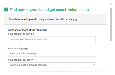 AdWords Keyword Planer Suche