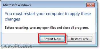 Starten Sie den Computer neu, um das Ausschalten des Internet Explorers 8 in Windows 7 abzuschließen