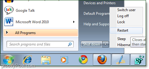 Starten Sie Computer Windows 7 neu