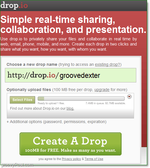 So melden Sie sich mit drop.io für die kostenlose Online-Zusammenarbeit an