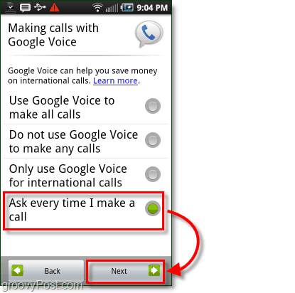 Nutzungseinstellungen für Google Voice auf Android Mobile Config