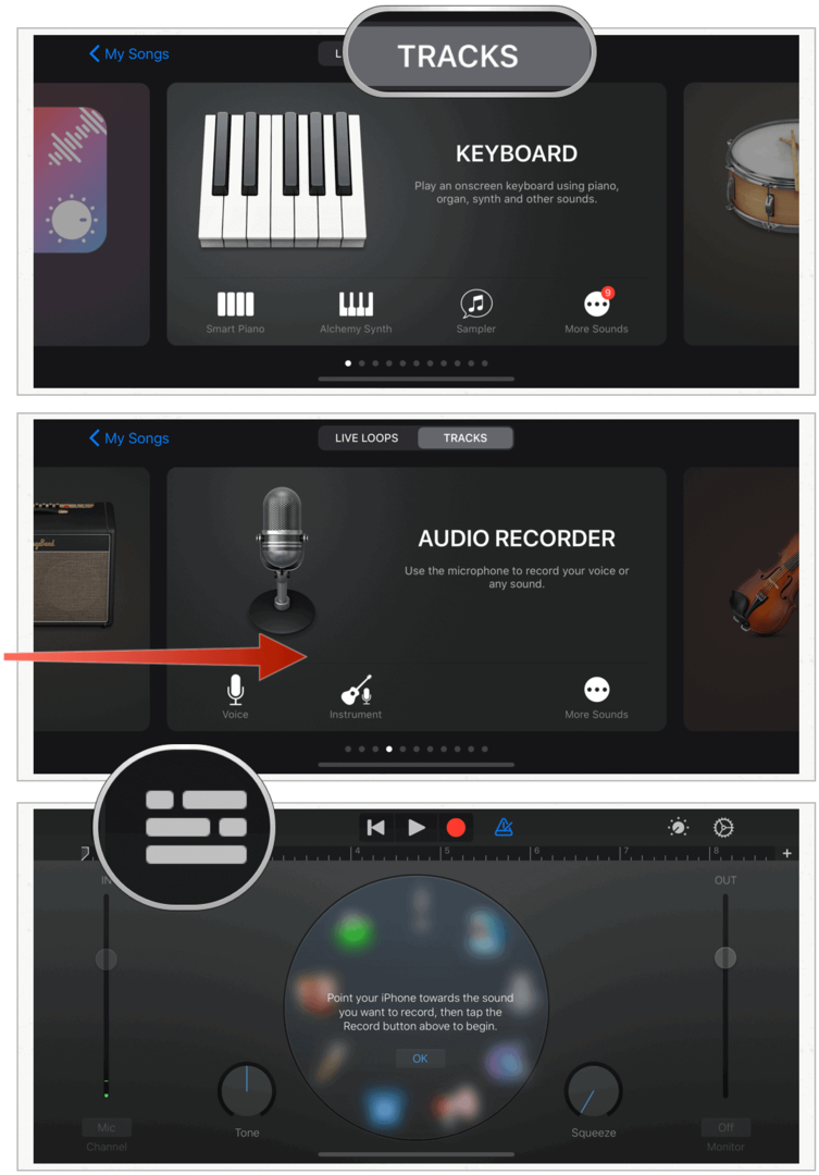 GarageBand Audio Recorder auswählen