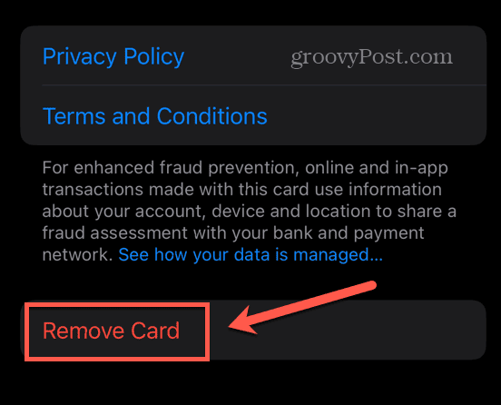 Apple Pay-Remove-Karte