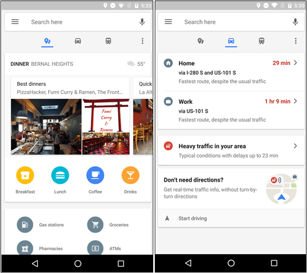 Google Maps für Android Informationen zum Pendeln in Echtzeit abrufen