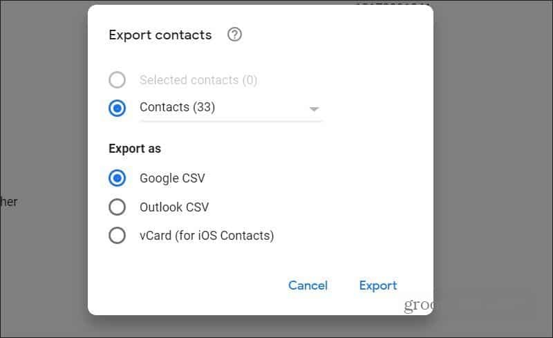 Kontakte exportieren