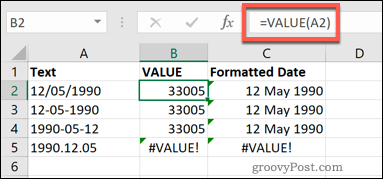 Die VALUE-Funktion in Excel