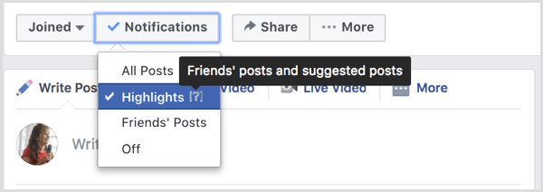 Verwalten Sie Facebook-Gruppenbenachrichtigungen.