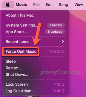 Mac erzwingt das Beenden der Musik-App