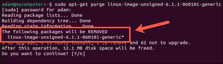 Ubuntu hat den Kernel entfernt