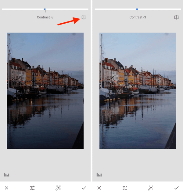 So verbessern Sie Ihre Instagram-Fotos, Schritt 10, Passen Sie die Einstellungen für die Belichtung nach der Aufnahme an, um zwischen Original und Bearbeitung umzuschalten