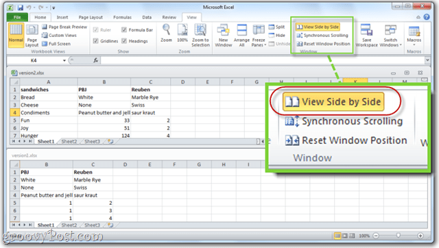 Excel 2010 Ansicht nebeneinander