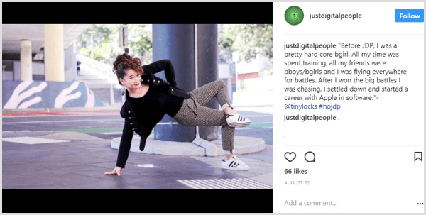 Instagram Post erzählen Geschichte Beispiel