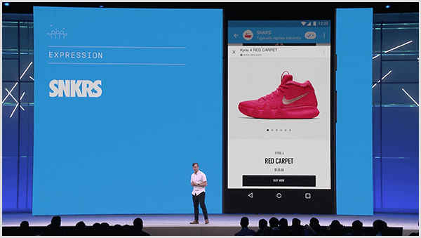 Laut Molly Pittman zeigt die Facebook F8-Entwicklerkonferenz die zukünftige Verwendung von Chatbots. Die Konferenz zeigte eine Vorschau einer Sneaker-Shopping-Funktion mit Augmented Reality in Messenger.