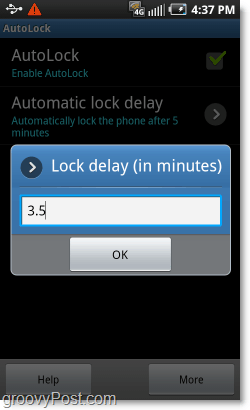 Anpassen des Android Pattern Lock Timers