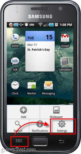 Telefon externe Bildschirmmenü-Tasteneinstellungen Samsung Galaxy