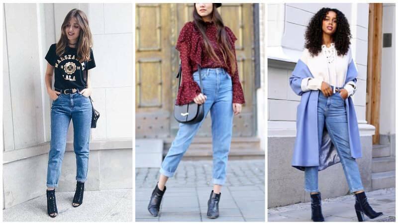 Jeans mit hoher Taille Mom Jeans 