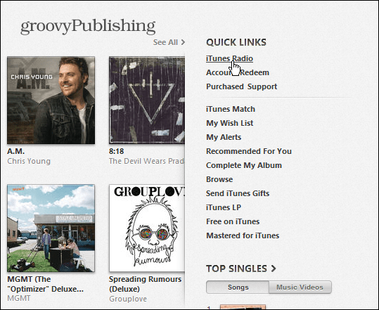 iTunes Radio Quick Link