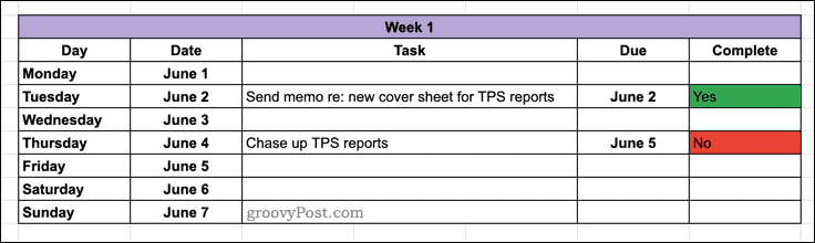 Ein fertiger Kalender in Google Sheets