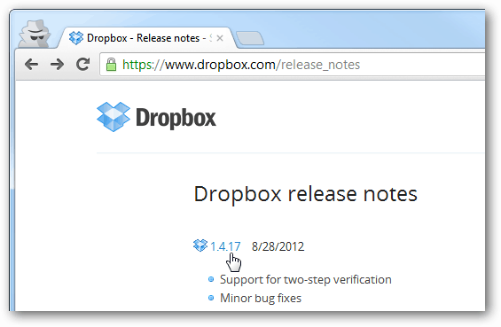 Dropbox-Versionshinweise für jede Version