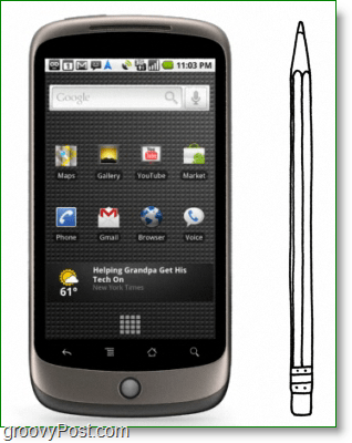 Google Nexus One ist so groß / dick wie ein Bleistift