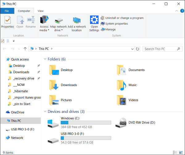 Öffnen Sie den Windows 10-Datei-Explorer für diesen PC anstelle des Schnellzugriffs