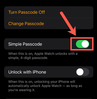 Apple Watch einfacher Passcode