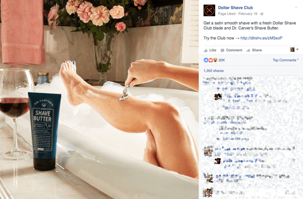 Dollar rasieren Facebook-Post