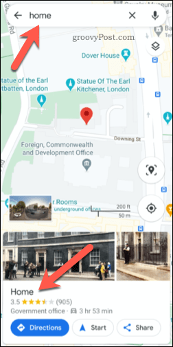 Eine gespeicherte Google Maps-Adresse